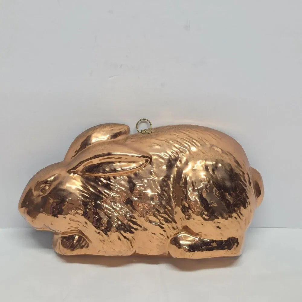 Vintage Copper Bunny Rabbit Jello Mold Kitchen Wall Hanging Decor Korea